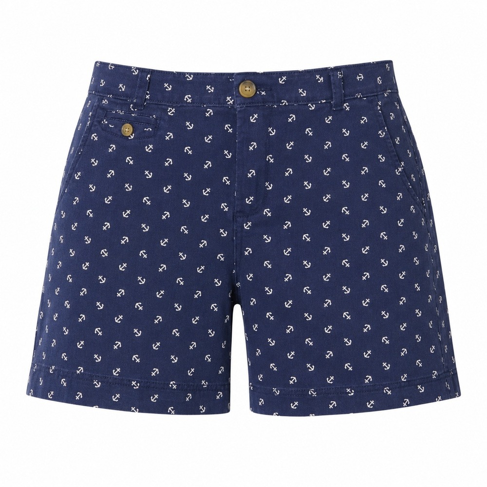 Dockers Shorts Womens 16 Navy Blue Anchor Print Nautical Chino Cotton Stretch